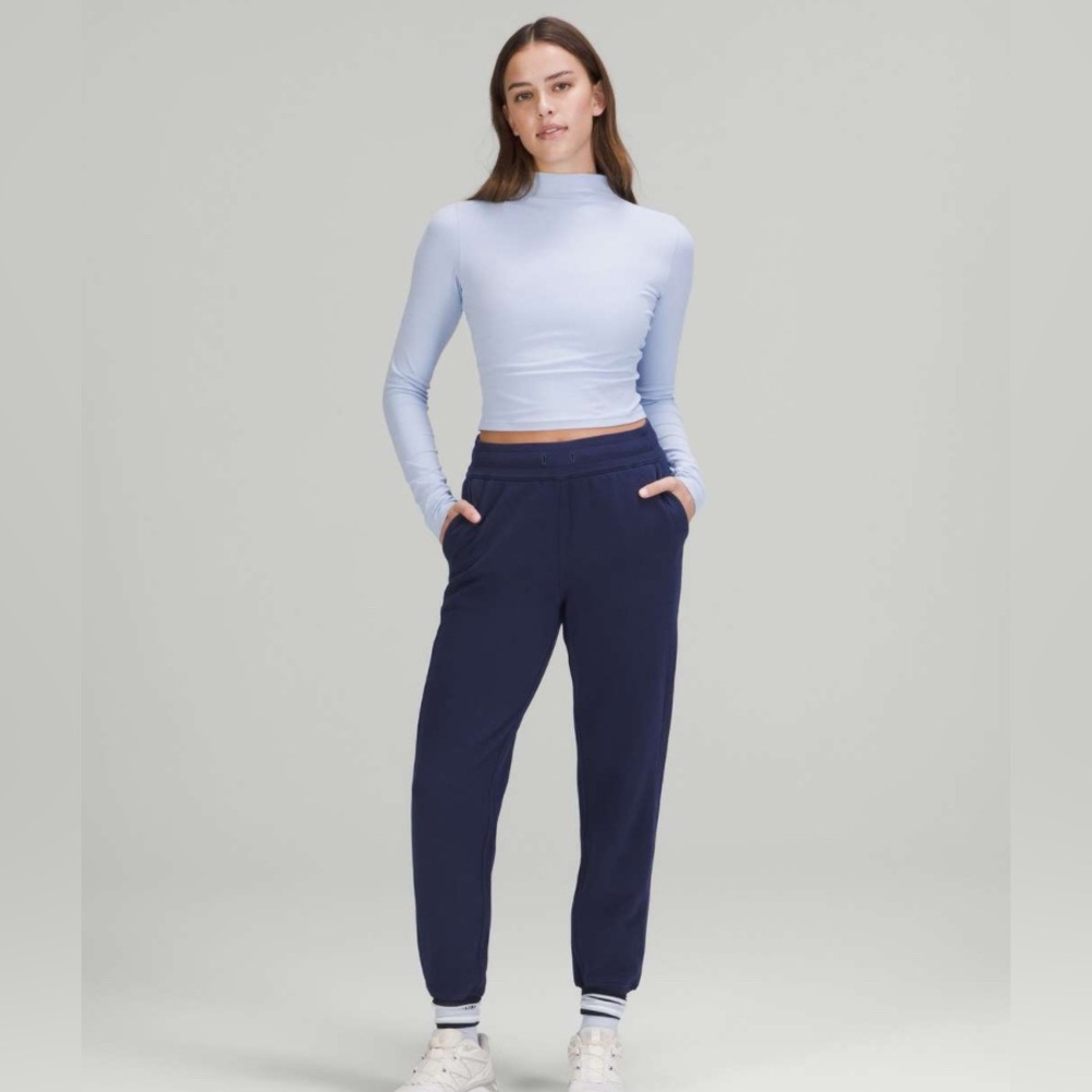 Lululemon All Aligned Mock Neck Long Sleeve Shirt Chambray Blue